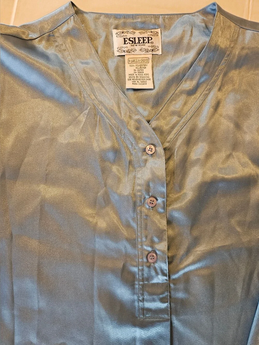 Vintage 90s ESLEEP New York Satin Pajama Set XL Made in Hong Kong